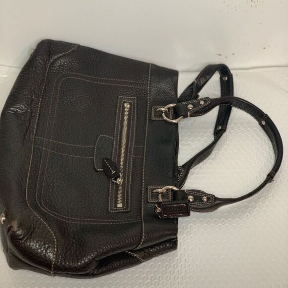 Coach Penelope Dark Brown Pebbled Leather Carryall Tote Purse G0982-14425 - Picture 2 of 16